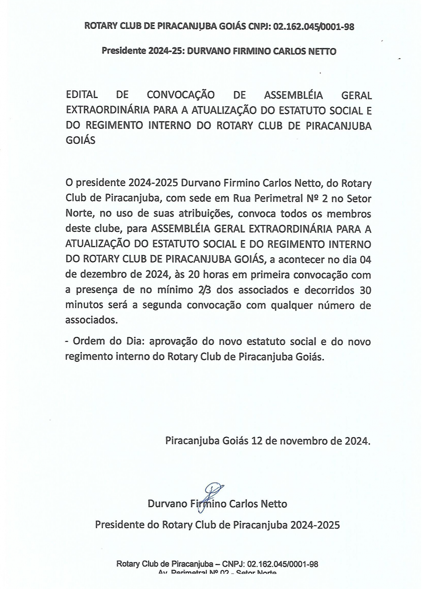 EDITAL DE CONVOCAÇÃO
