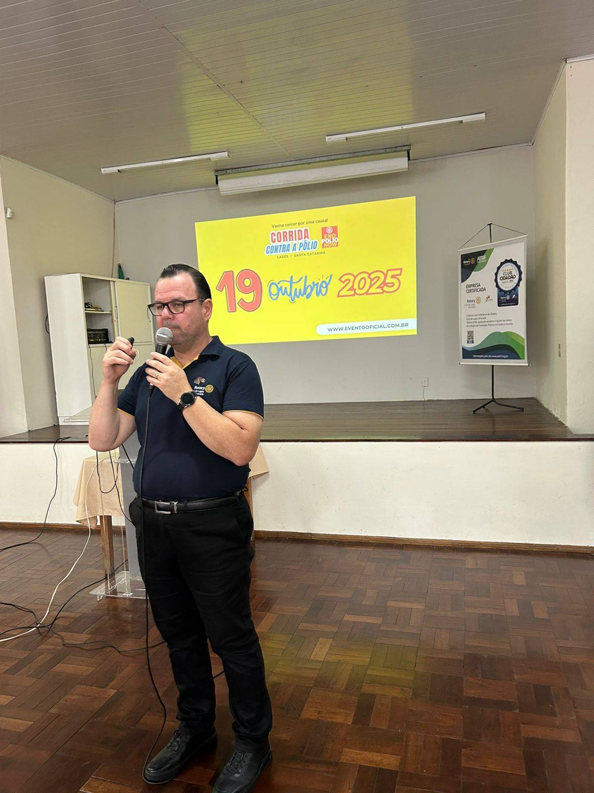 Presidente Maurício Menolli, na devolutiva da Corrida Contra a Pólio