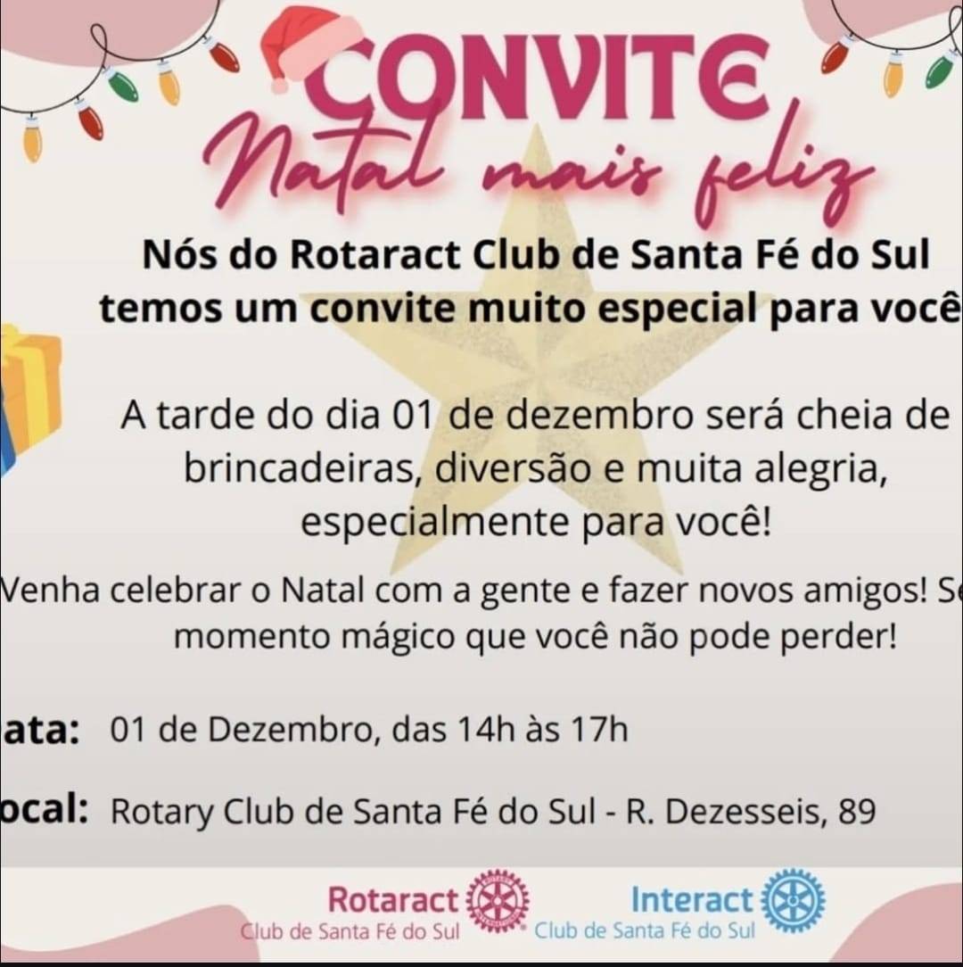 Interact Club e Rotaract Club de Santa Fé do Sul realizada projeto "Natal mais feliz"