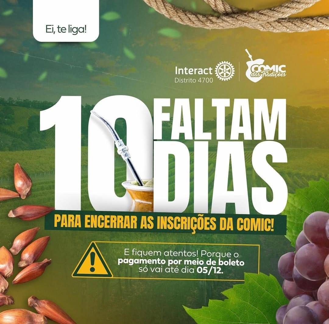 Fica atento as inscrições da COMIC estão acabando