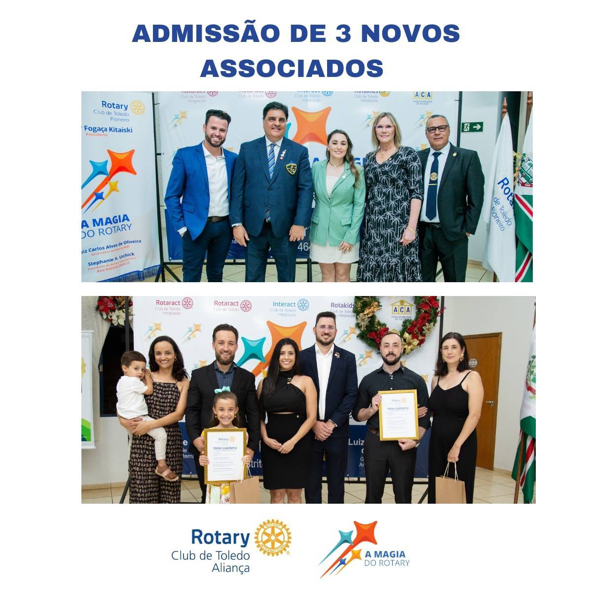 Rose e padrinhos na visita do Governador; Mauro e Lucas na ultima festiva de posse junto com os seus padrinhos.