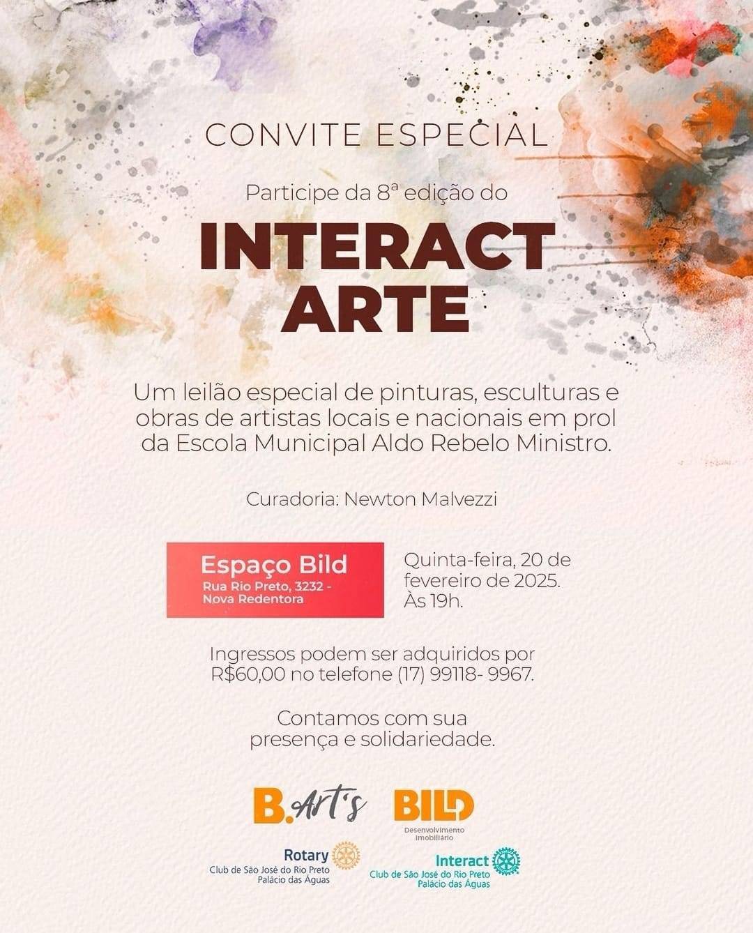 Interact Club de São José do Rio Preto - Palácio das Águas Convida Para a 8ª edição do Interact Arte