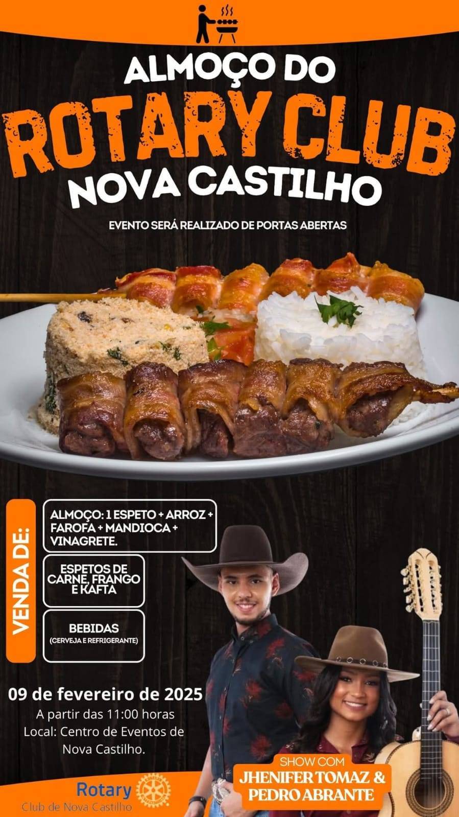 Rotary Club de Nova Castilho Convidam Para Almoço Dia 09 de Fevereiro