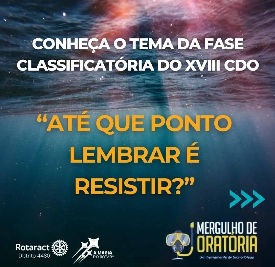 Rotaract 4480 Publica Tema da Fase Classificatória do XVIII Concurso Distrital de Oratória - Até que ponto lembrar é resistir?