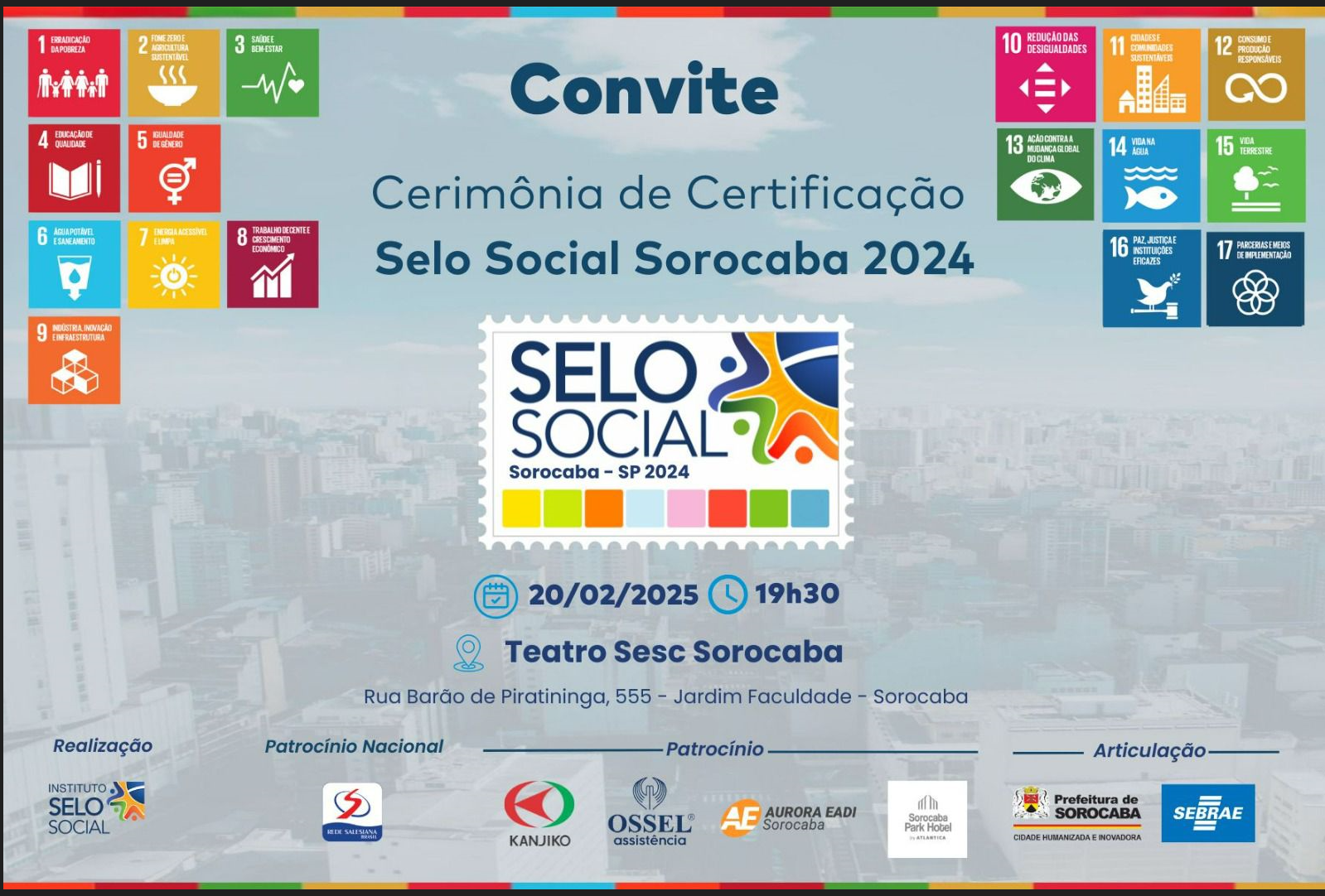 Em 20/02/25, o RC de Sorocaba-Novos Tempos recebe a Certificação do Selo Social 2024, no Teatro do SESC - Sorocaba