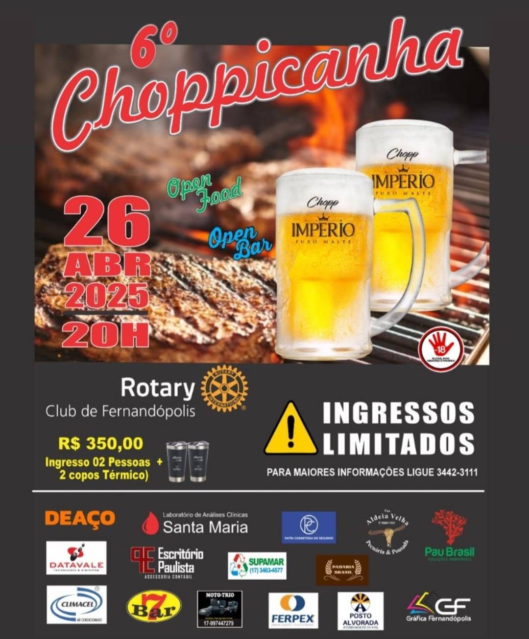 Rotary Club de Fernandópolis realiza 6º CHOPPICANHA