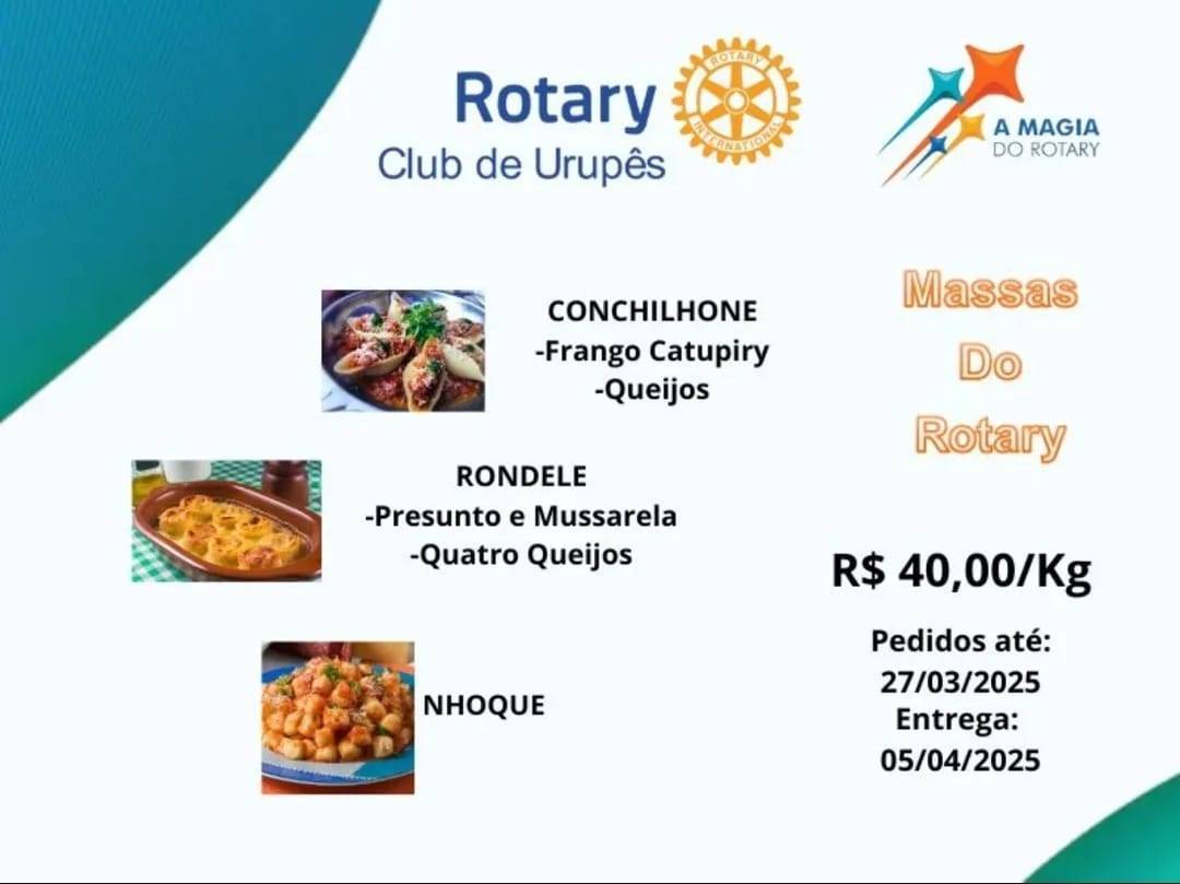 Rotary Club de Urupês Realiza Venda de Massas Pré Prontas em Prol dos Projetos Sociais da Cidade e Região
