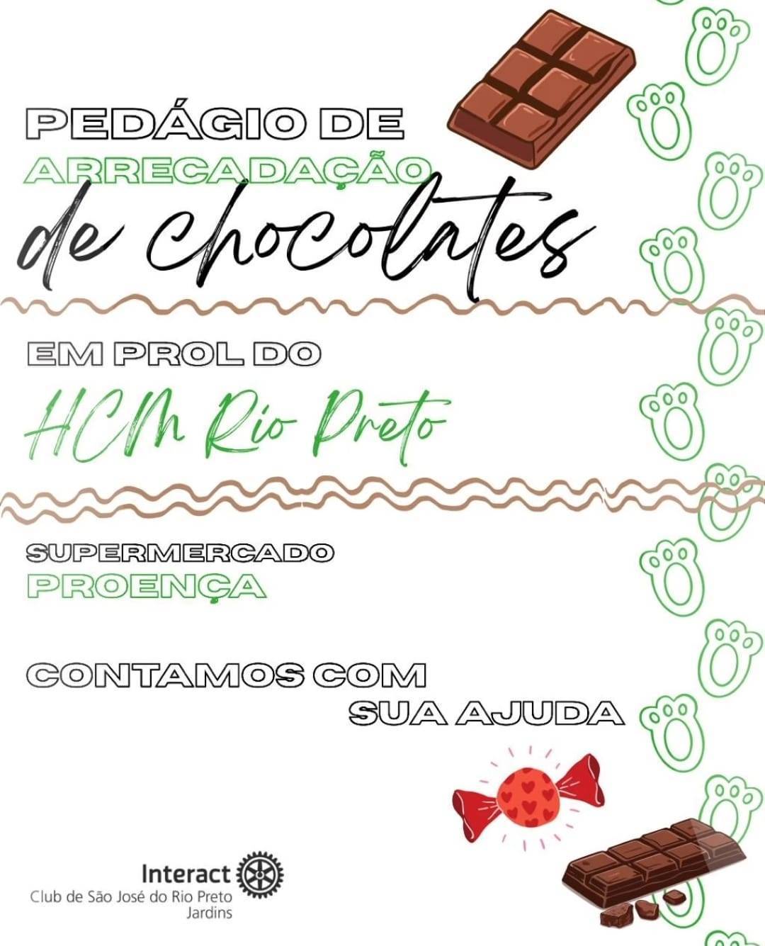 Interact Club de São José do Rio Preto - Jardins realizará  "Pedágio Solidário do Chocolate"