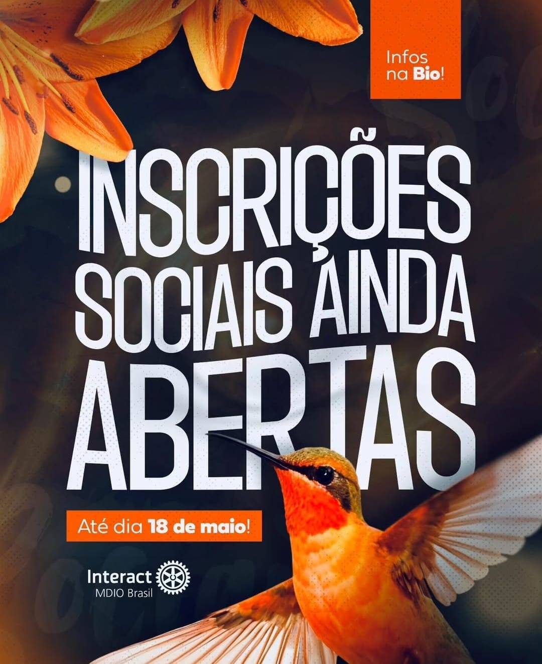 INSCRIÇÕES SOCIAIS AINDA ABERTAS!