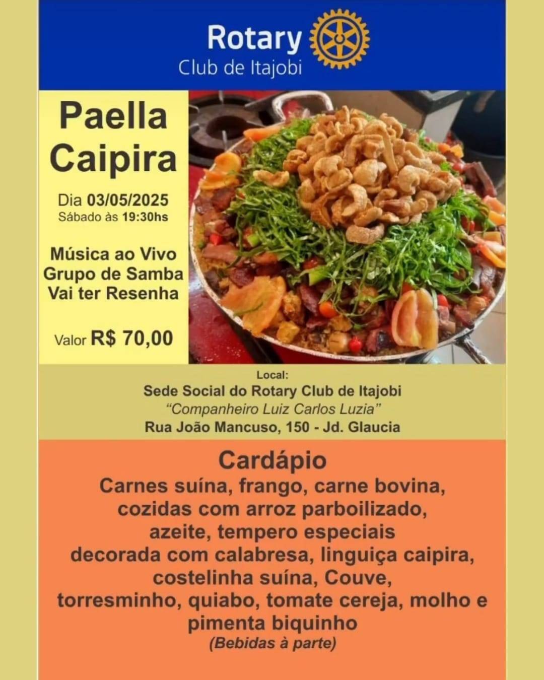 PAELLA CAIPIRA do Rotary Club de Itajobi