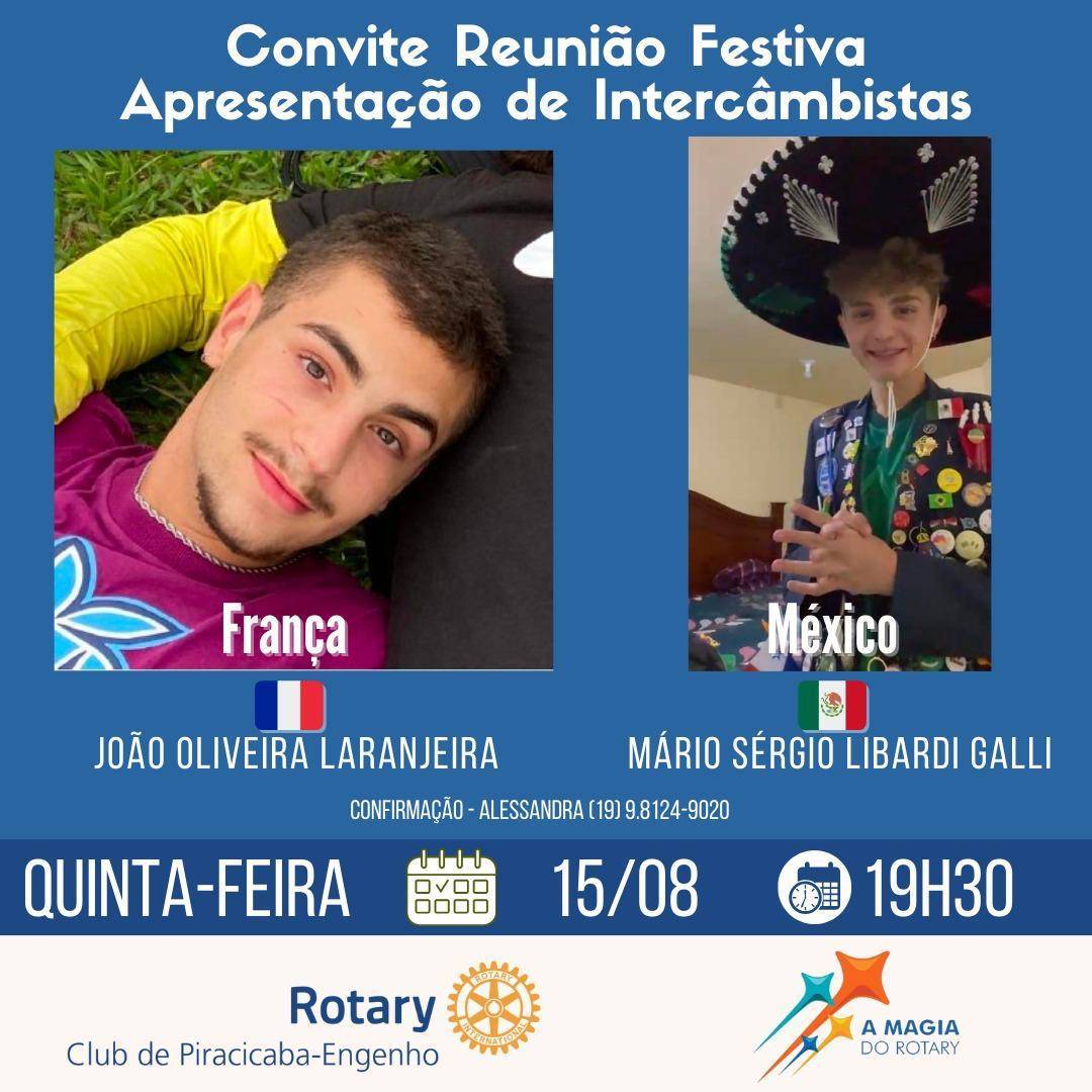 APRESENTAÇÃO DO INTERCAMBISTA  - DIA DO CONVIDADO E REUNIÃO CONJUNTA COM INTERACT CIDADE ALTA