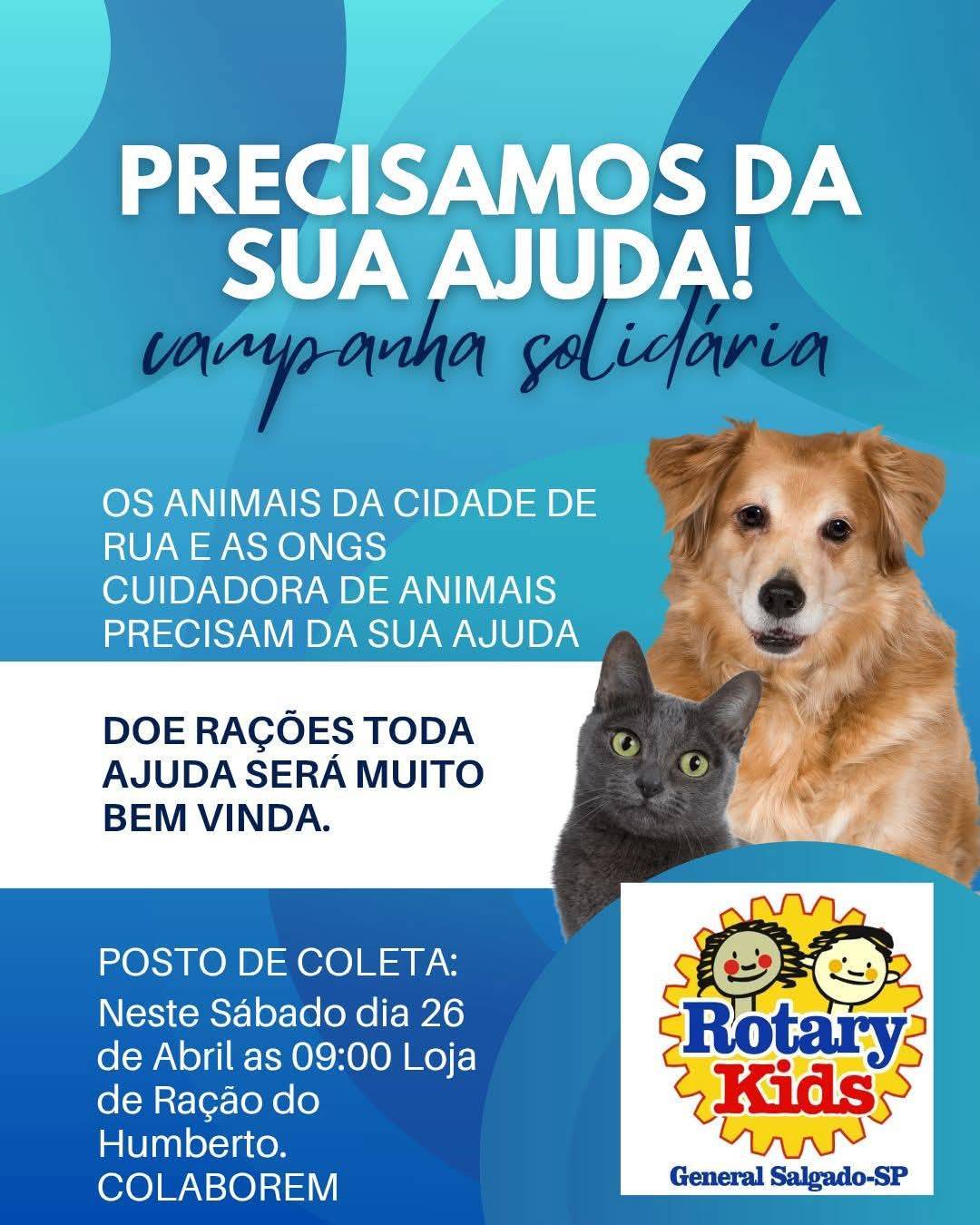 Rotary Kids de General Salgado promove ação de arrecadação de ração para animais
