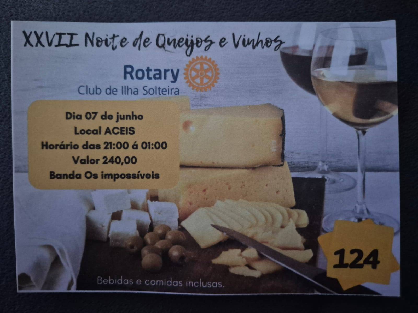 Rotary Club de Ilha Solteira realizará no dia 07 de junho a XXVII festa de Queijos & Vinhos