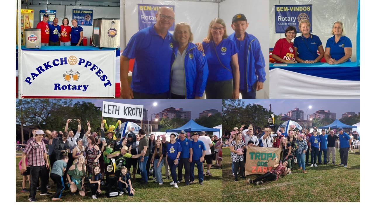 Registro de alguns dos rotarianos que trabalharam no evento. Abaixo 1º e 2º lugar dos Jogos Germânicos recebendo premiação.