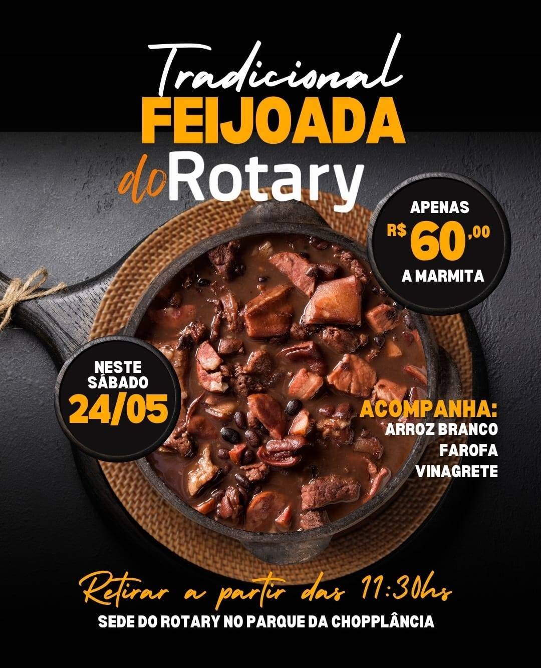 Rotary Club de Valentim Gentil Convida para a Tradicional Feijoada do Rotary