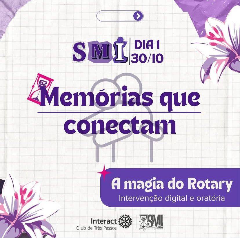 Dia 1 da SMI - “memórias que conectam “💜🌎  Primeiro dia da Semana Mundial do Interact da gestão 2024-25, com o tema “A Magia do Rotary” Intervenção digital e oratória  Para marcar o Dia 1 da SMI, o Interact Club de Três Passos se reuniu em uma vídeo chamada junto com ex interactianos, para contarem suas histórias nostálgicas, reviver momentos marcantes e compartilhar histórias que fortaleceram nossos laços, construindo um legado de amizade, serviço e crescimento pessoal.  O Interact é mais do que um clube; é uma verdadeira família, um espaço para desenvolver habilidades, construir amizades e fazer a diferença no mundo.  Agradecemos a todos que participaram, Com carinho, Interact Club de Três Passos!💜  #paratodosverem: Este post possui legenda alternativa para promover a inclusão social, para ter acesso a esta legenda basta você ativar as funções de acessibilidade em seu celular.  #distrito4660 #interactbrasil #interacttpfazadiferença #SMI