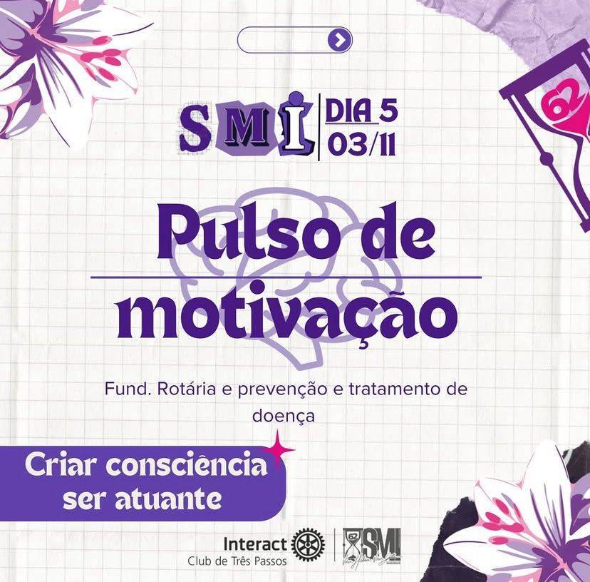 Dia 5 da SMI- “ Criar consciência ser atuante” 📚💜  Quinto dia da Semana Mundial do Interact da gestão 2024-25, com o tema “Criar consciência ser atuante”, Fund. Rotária e prevenção e tratamento de doenças  Para esse dia de SMI, nosso clube foi em frente a escolas que realizaram a prova do Enem, para entregar um mimo e um panfleto sobre doação de sangue e ansiedade, além de um bilhetinho em incentivo ao Enem.  Essa ação foi possível graças ao apoio da loja Psiu, que acredita junto conosco que pequenos gestos fazem a diferença. Obrigada @usepsiu pelo apoio e parceria. 💜  Com carinho, Interact Club de Três Passos.💜  #paratodosverem: Este post possui legenda alternativa para promover a inclusão social, para ter acesso a esta legenda basta você ativar as funções de acessibilidade em seu celular. #distrito4660 #interactbrasil #interacttpfazadiferença #smi #semanamundialdointeract #semanamundialdointeract2024