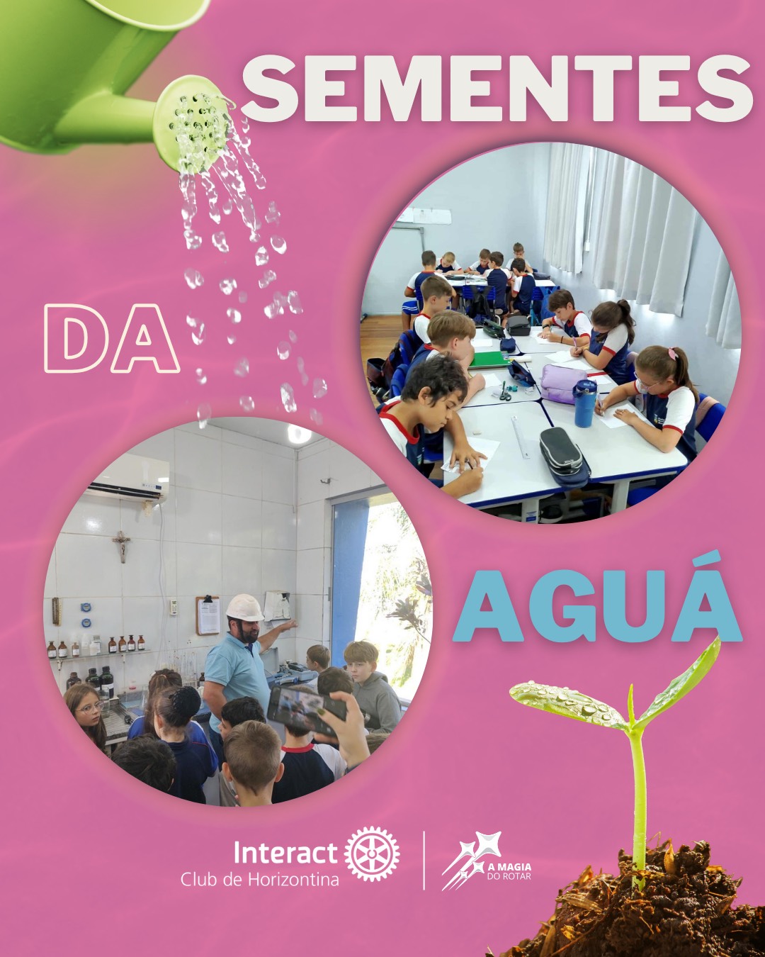 Projeto “Sementes da Água” 🌱📘  Durante os meses de março e abril, o Interact Club de Horizontina, em parceria com a Escola Municipal Cristo Rei, realizou o projeto Sementes da Água, levando conscientização e aprendizado sobre o uso consciente da água aos alunos do 5º ano! 💙🌍  📚 Com mini livrinhos criados pelas próprias crianças e uma visita especial à estação de tratamento da Corsan, os alunos vivenciaram na prática a importância da água em nossas vidas. Tudo isso com o apoio e dedicação de nossos interactianos, que fizeram desse projeto uma verdadeira semente de transformação! 🙌💦  Educação, sustentabilidade e ação social andam juntas. E o futuro agradece. 💧
