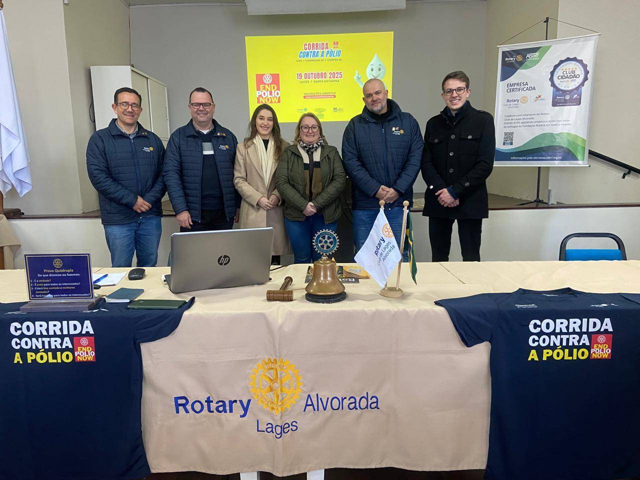 Presidentes do Lages Alvorada com membros da Diretoria da OAB Lages na reunião de lançamento da Corrida Contra a Pólio 2025