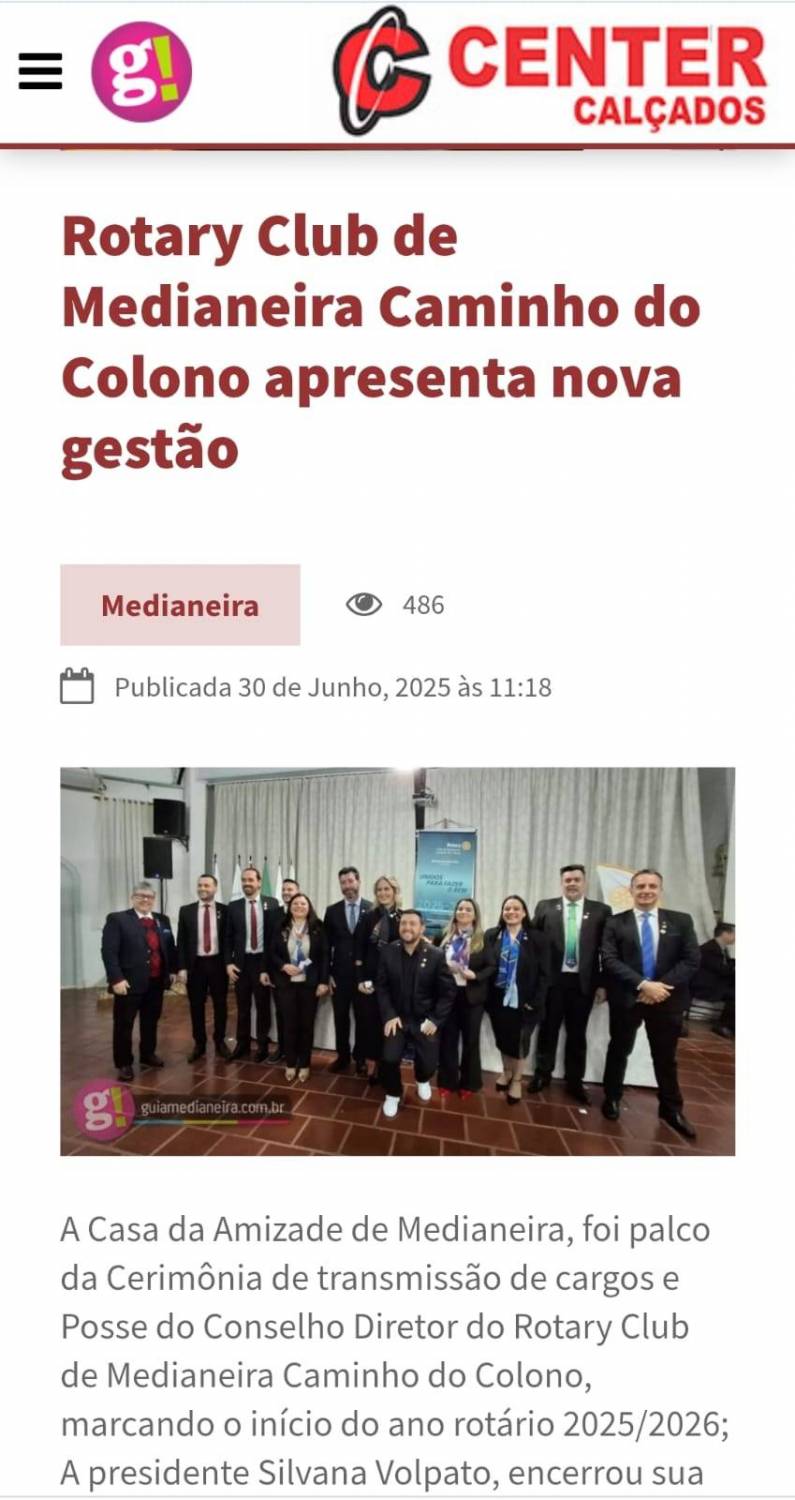 Matéria Site Guia Medianeira, Cerimonia Transmissão de cargos, posse do novo presidente e conselho diretor, Gestão 2025/2026
