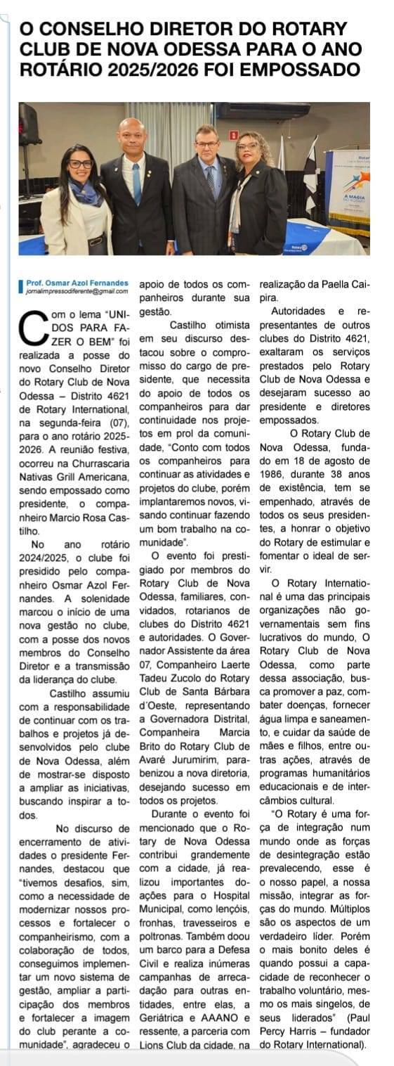 REUNIÃO FESTIVA POSSE DO CONSELHO DIRETOR 2025/26