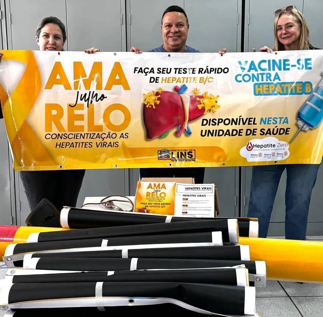 Os três Rotary Clubs em Lins realizaram hoje a entrega de materiais de divulgação da Campanha contra as Hepatites virais