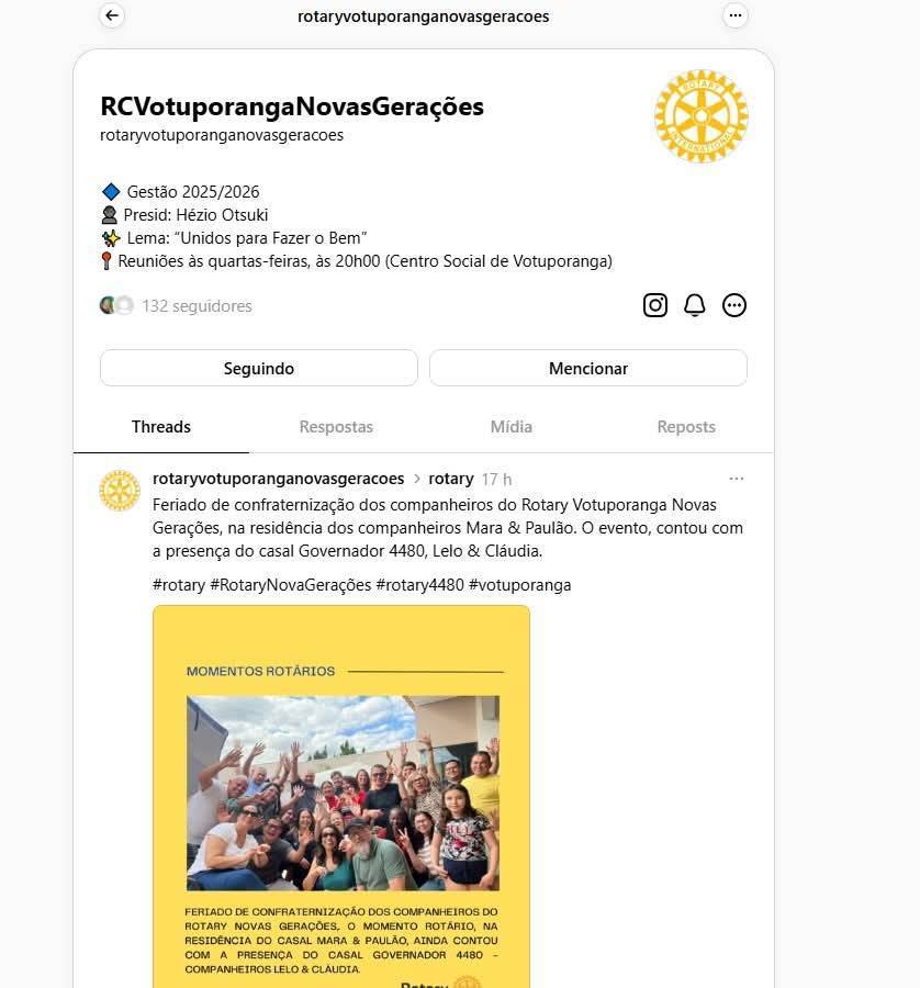 Rotary Club de Votuporanga Novas Gerações amplia sua presença digital
