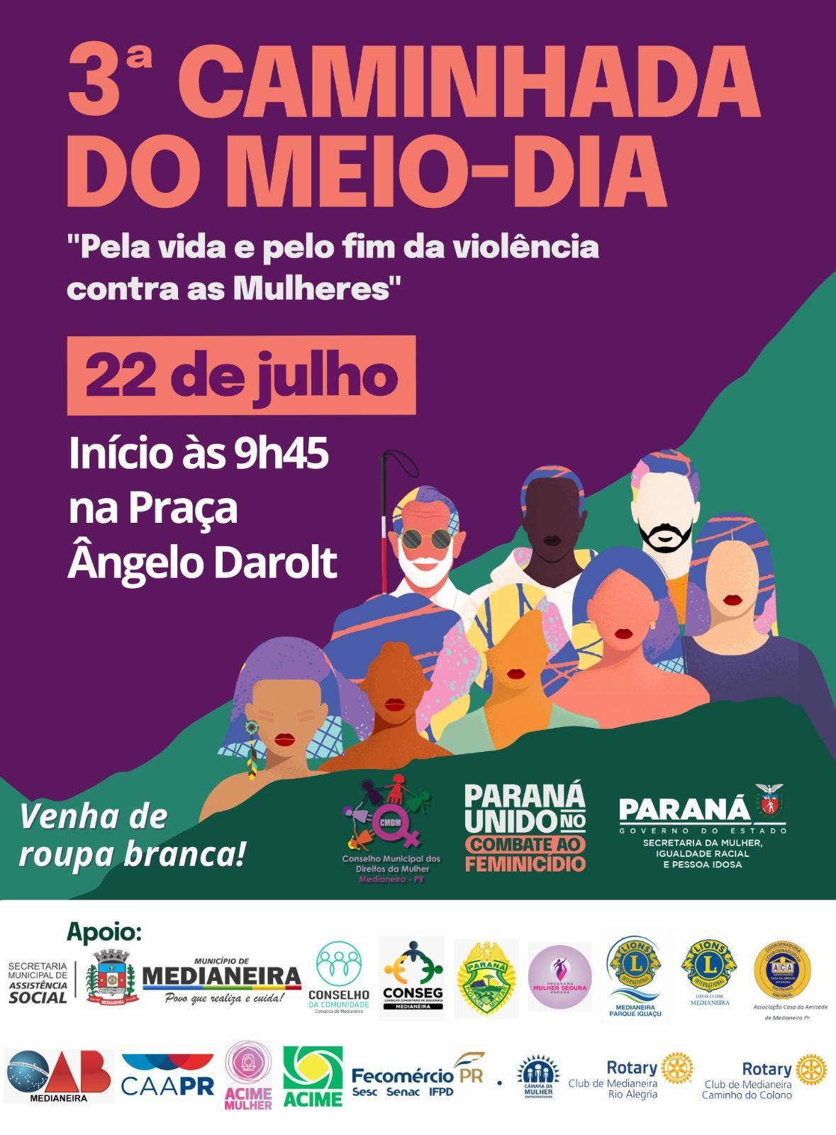 Divulgação: 3ª Caminhada do Meio-Dia "Pela vida e pelo fim da violência contra as mulheres"