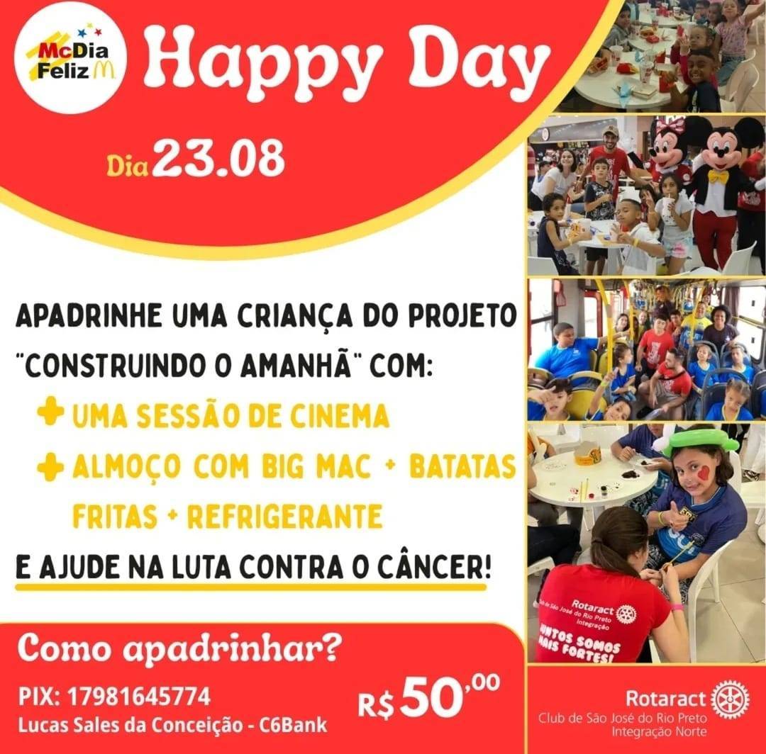 Rotaract Club de São José do Rio Preto – Integração Norte promove Happy Day em apoio a crianças vulneráveis e à luta contra o câncer