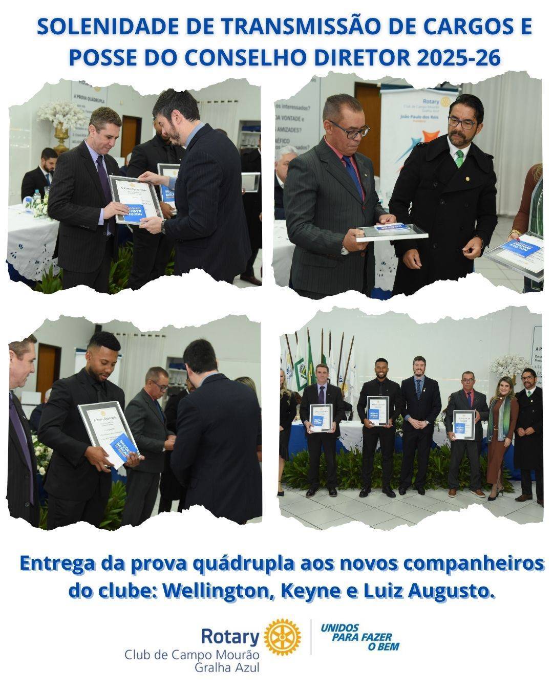 Foto dos novos companheiros recebendo a Prova Quádrupla