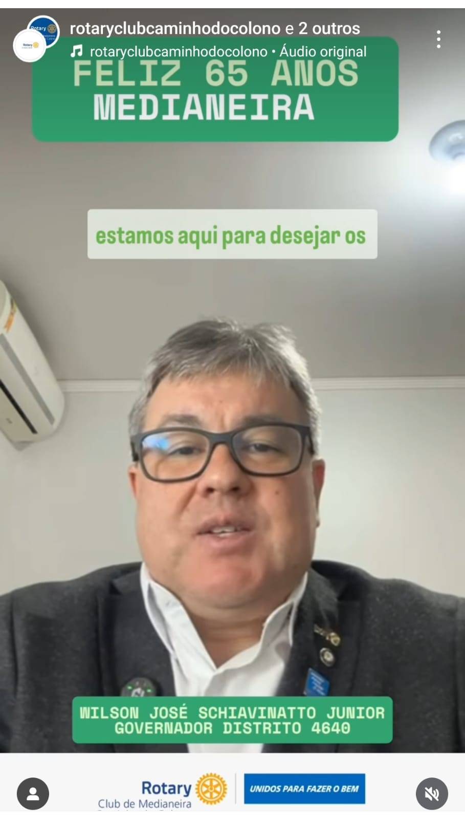 Governador Wilson José Schiavinatto Júnior parabeniza Medianeira pelos 65 anos