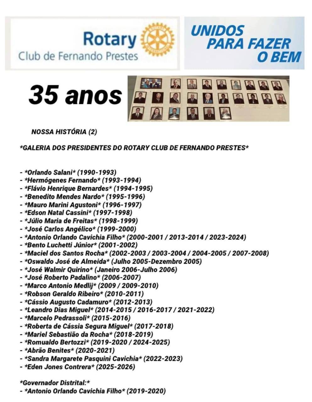 Festiva em comemoração aos 35 anos do RC de Fernando Prestes com homenagem aos presidentes do clube