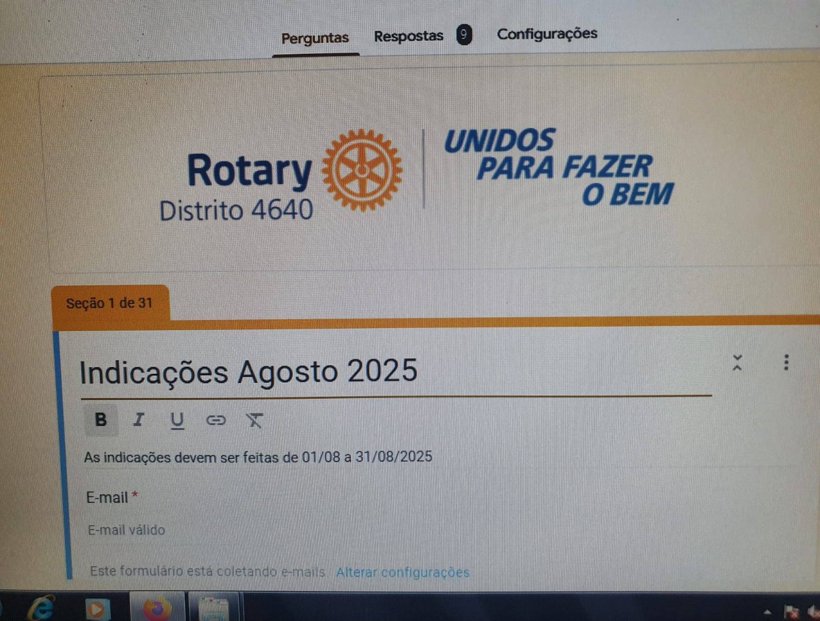 O link para indicações já esta a disposição de todos os clubes.