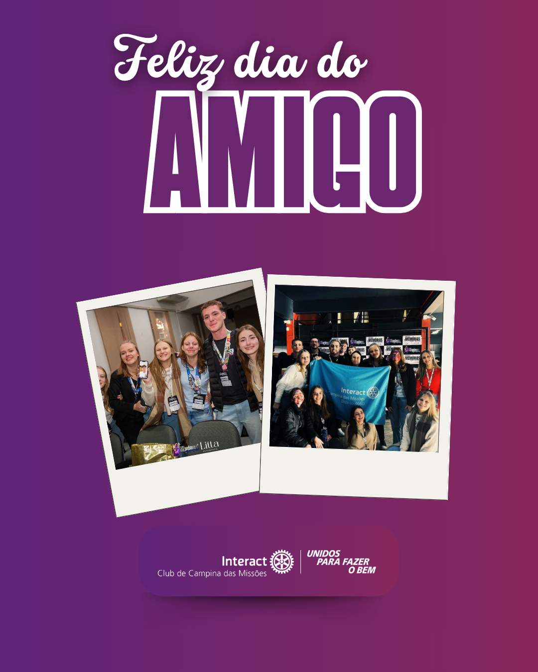 🌟 Feliz Dia do Amigo! 🌟 No Interact Club de Campina, acreditamos que a amizade é a base de tudo: da colaboração, da empatia e das mudanças que queremos no mundo. 💙 Hoje celebramos cada abraço, cada risada e cada momento que compartilhamos juntos. Obrigado por fazer parte da nossa jornada! ✨ #DiaDoAmigo #InteractCampina #ServirParaTransformar #AmizadeQueInspira  #paratodosverem: Este post tem legenda alternativa para promover a inclusão social, para ter acesso a esta legenda basta você ativar as funções de acessibilidade em seu celular.
