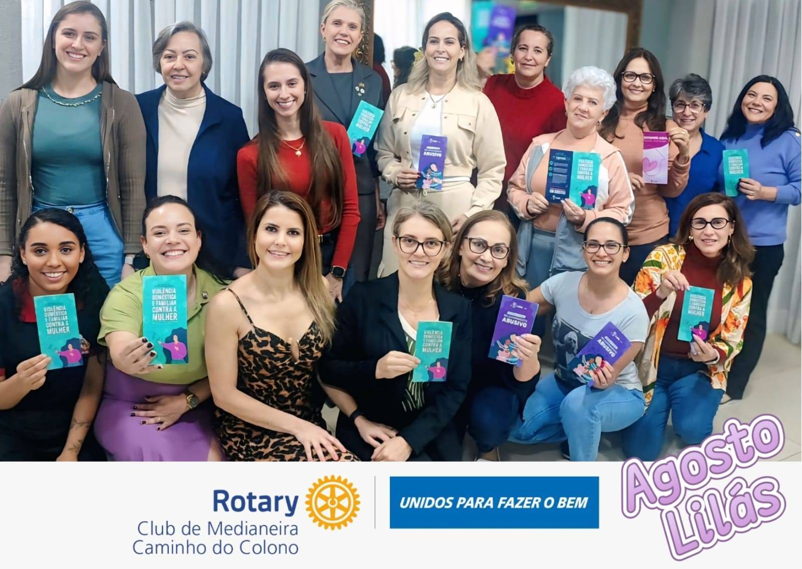 Agosto Lilás - Rotary Club de Medianeira Caminho do Colono promove momento de orientação contra a violência doméstica 