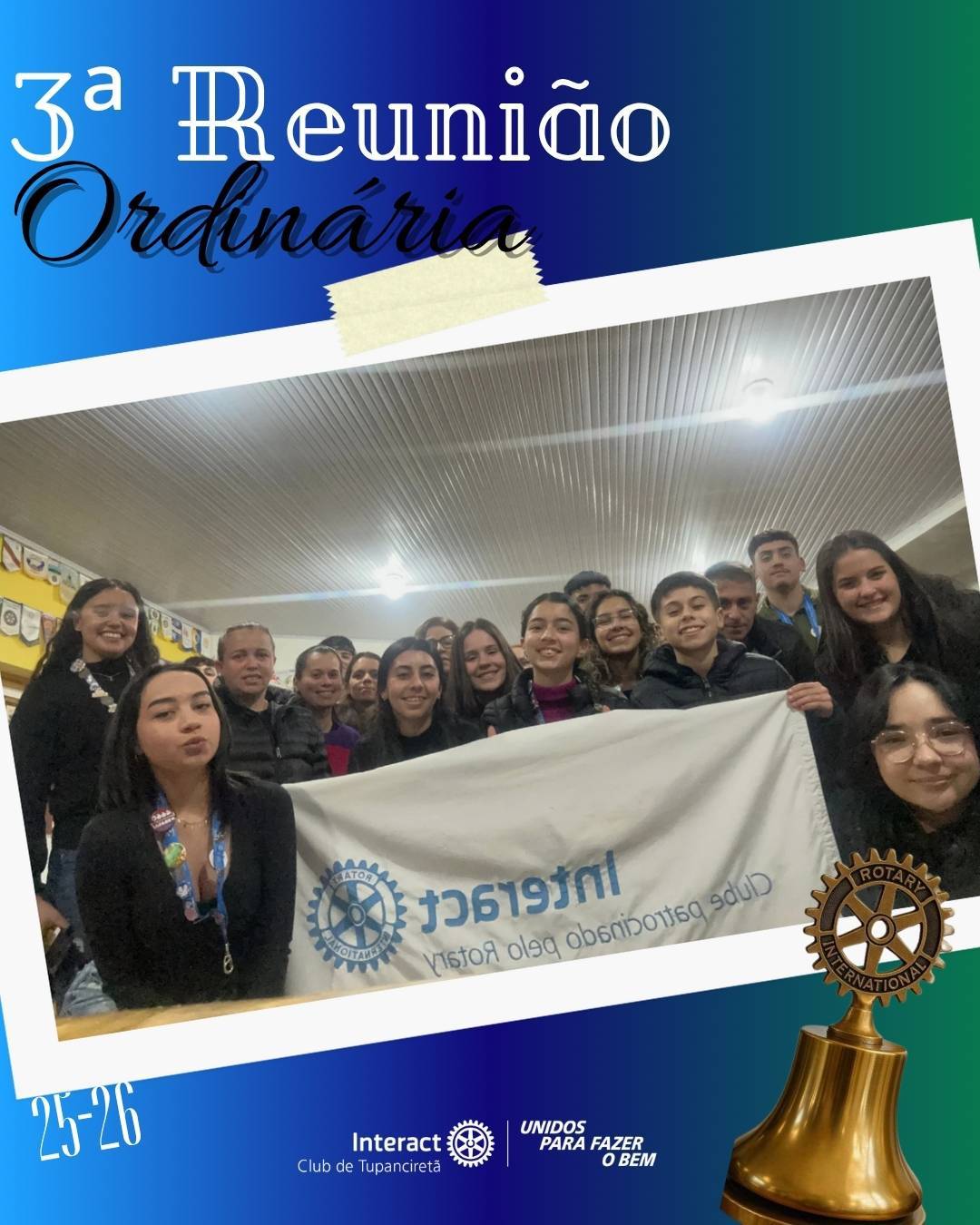 3ª Reunião Ordinária ✨  No dia 07/08, realizamos a terceira reunião ordinária da gestão 25-26, sob o lema “Unidos para fazer o bem”.  Discutimos diversas pautas e planejamos ações que refletem nosso compromisso com a comunidade.  Pautas: • Apresentação do plano de metas aos pais; • Projeto em conjunto do Diretor de Projetos e a Diretora de Internacionais; • Projeto Doce Magia; • ⁠Pedágio dia 16/08.  Com carinho, Interact Club de Tupanciretã! 💙  《》《》《》《》《》《》《》《》《》《》《》  #paratodosverem : Este post possui legenda alternativa para promover a inclusão social, para ter acesso basta ativar as funções de acessibilidade em seu celular.  #distrito4660 #interactbrasil #unidosparafazerobem