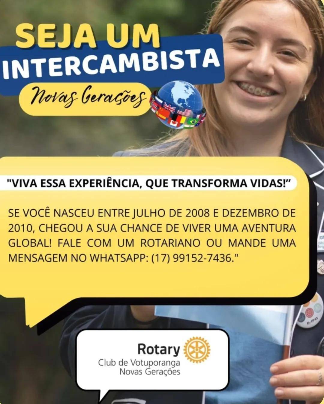 Rotary Club de Votuporanga - Novas Gerações convida jovens para realizar o intercâmbio
