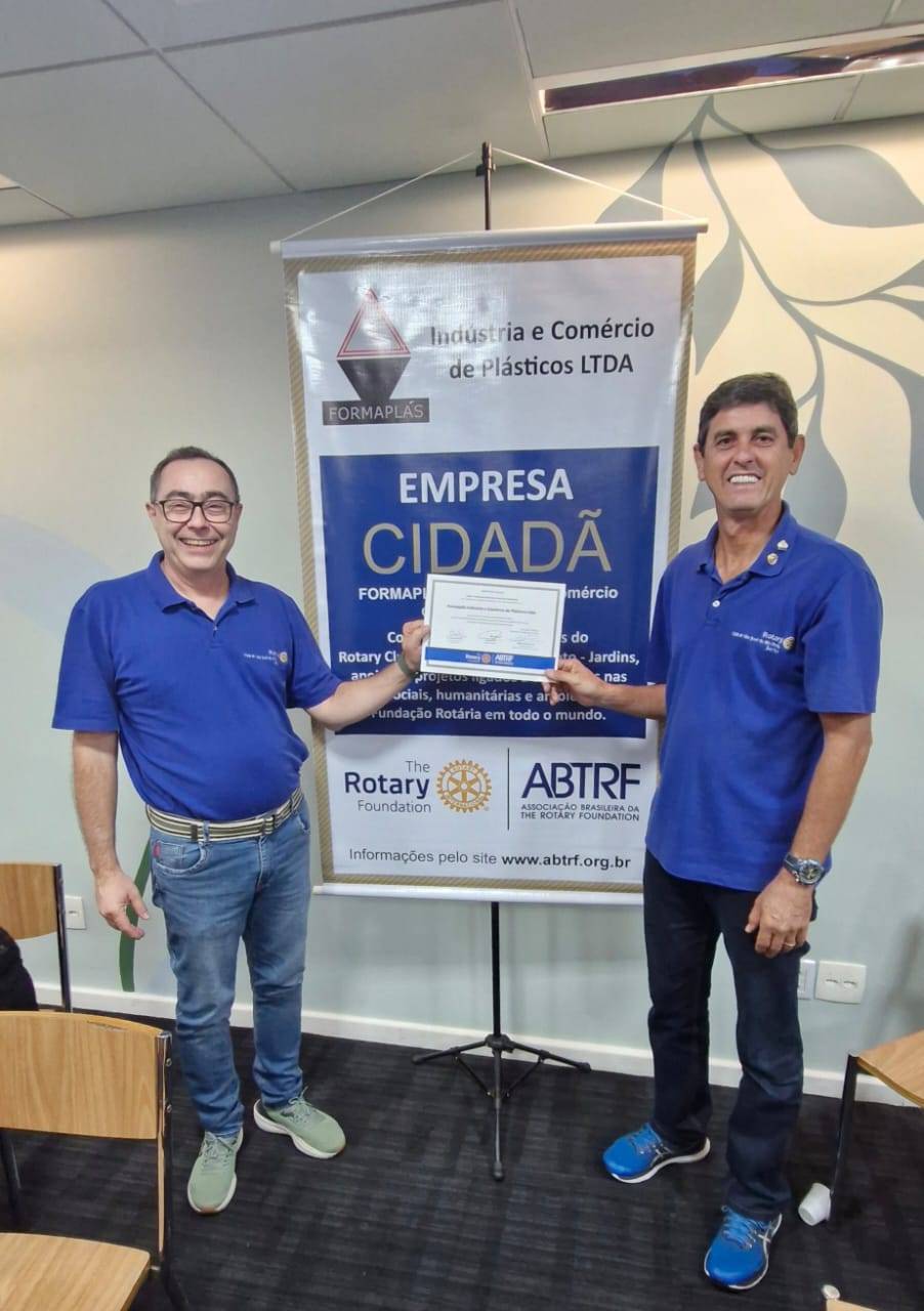Rotary Club Jardins realiza 3ª Reunião Ordinária com entrega de certificado Empresa Cidadã