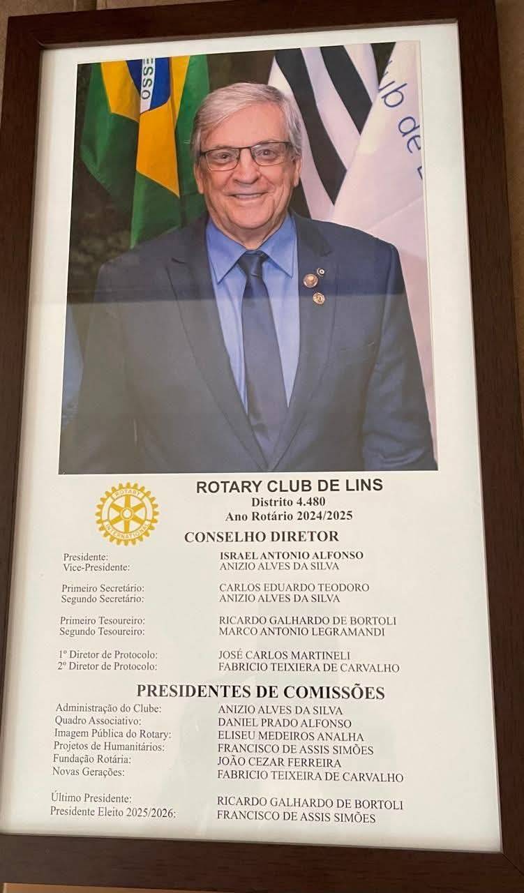 Rotary Club de Lins celebra 82 anos com homenagem ao Governador Israel Alfonso