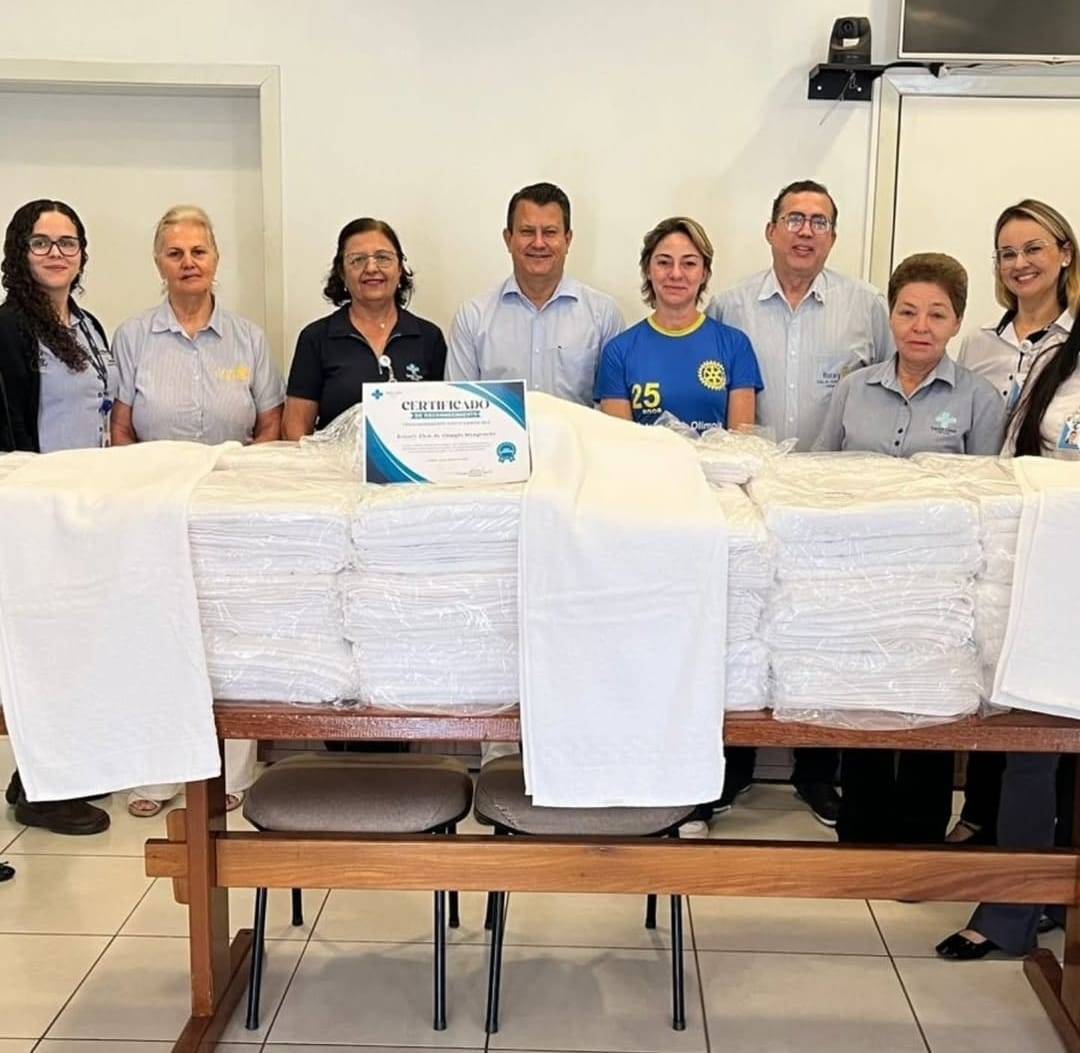Rotary Club de Olímpia – Integração doa 280 toalhas à Santa Casa com apoio de empresas cidadãs