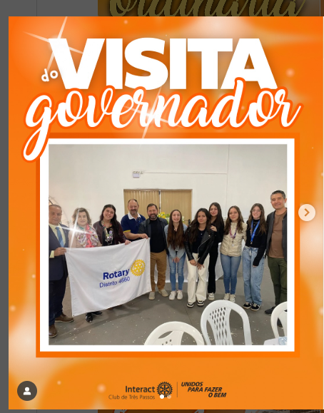 Visita do Governador do Rotary 🧡✨  No dia 20 de agosto tivemos a honra de receber o Governador do Rotary, João Stula, juntamente com alguns companheiros Interactianos. Após a reunião, compartilhamos um momento de confraternização com conversa e lanche, fortalecendo ainda mais os laços do nosso clube.  Agradecemos imensamente a presença e o apoio!  Com carinho, Interact Club de Três Passos 🧡  #paratodosverem: Esse post possui legenda alternativa para promover a inclusão social, para acessá-lo basta ativar as funções de acessibilidade em seu celular.  #InteractBrasil #distrito4660 #interacttpfazadiferença #mdiointeractbrasil