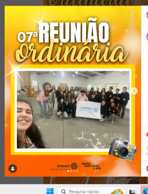 7ª Reunião Ordinária 🧡  Na tarde do dia 23 de agosto, às 14h, realizamos nossa 7ª Reunião Ordinária, seguida de um momento especial no lar de idosos. Além planejarmos futuras ações para o clube, tivemos a alegria de dar as boas-vindas aos nossos novos associados: Maria Eduarda Schlemmer, Pedro Niedermeier e Gabriela! 🫶🏻  Com companheirismo e dedicação, seguimos juntos transformando vidas!  Com carinho, Interact Club de Três Passos! 🧡  #paratodosverem: Esse post possui legenda alternativa. Para acessá-lo, ative as configurações na função de acessibilidade no seu dispositivo.  #InteractClubeDeTrêsPassos #NovosAssociados #ServirParaTransformarVidas #LarDeIdosos #Companheirismo #interacttpfazadiferença #mdiointeractbrasil