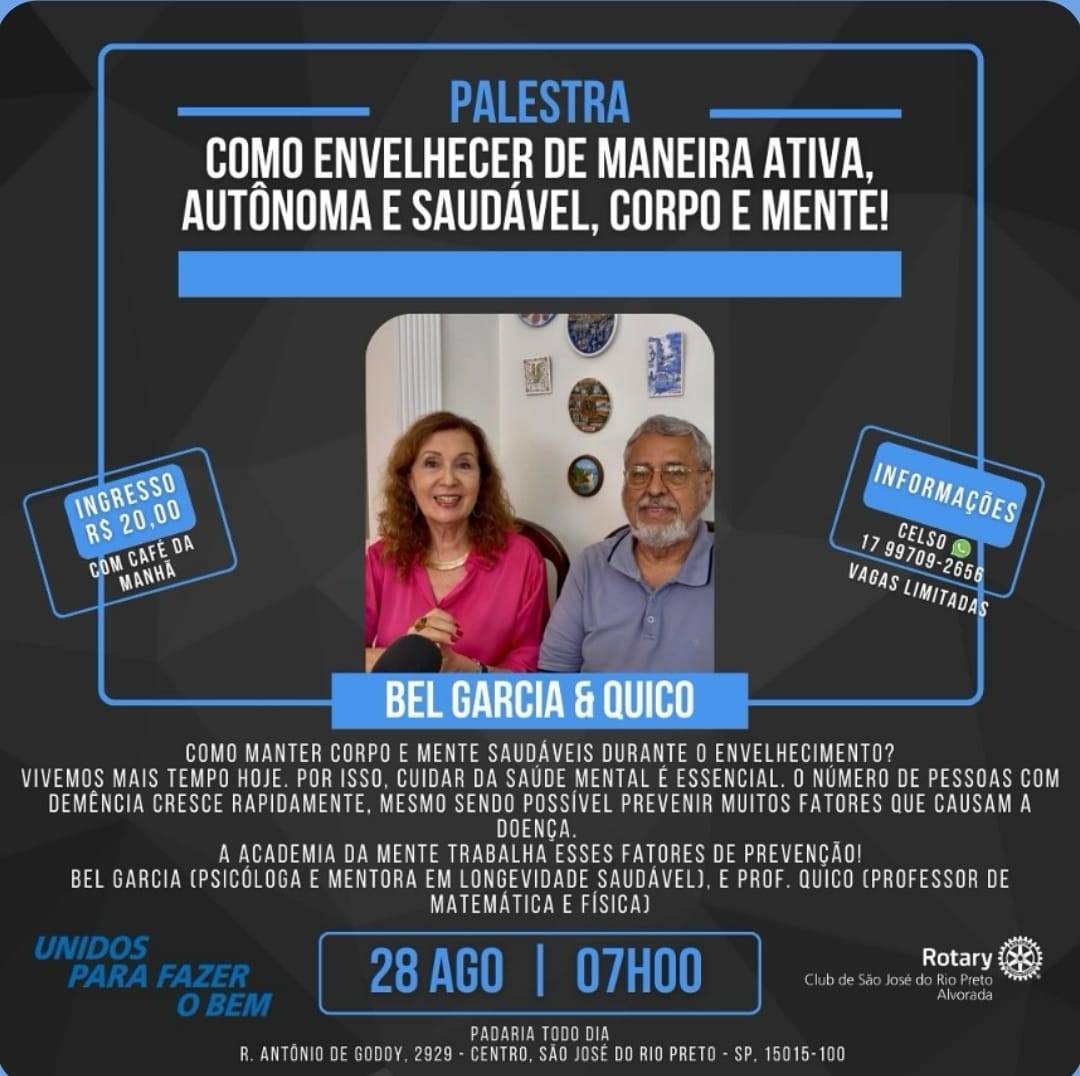 Rotary Club de São José do Rio Preto – Alvorada Promove Projeto Academia da Mente para Envelhecimento Ativo e Saudável