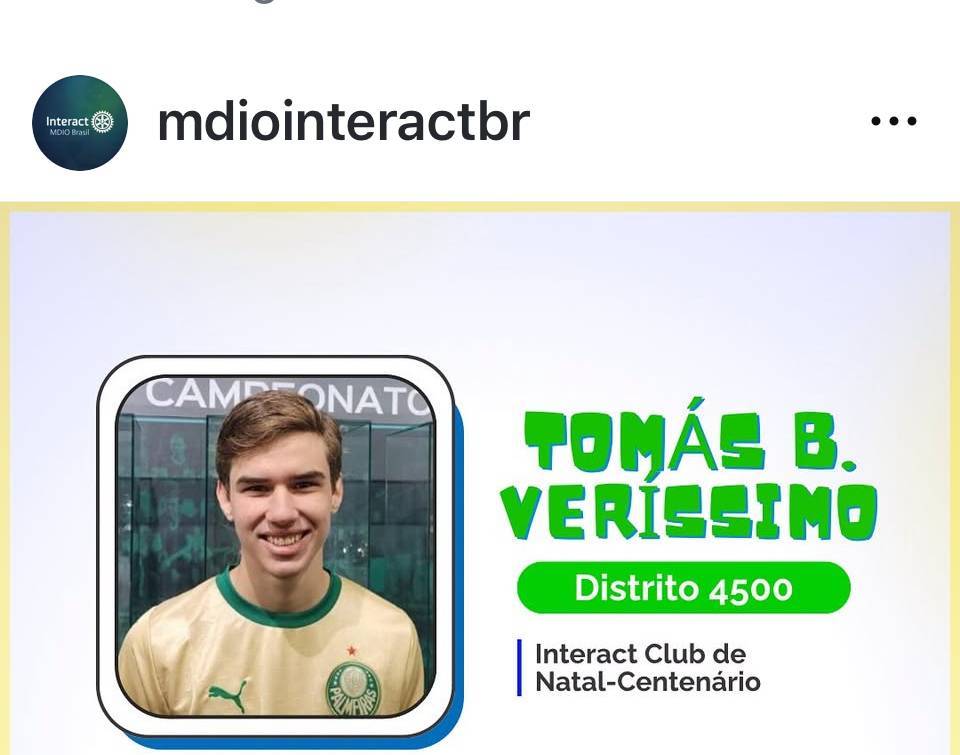 Tomás B. Verissimo Representará o Distrito 4500 no concurso nacional de oratória