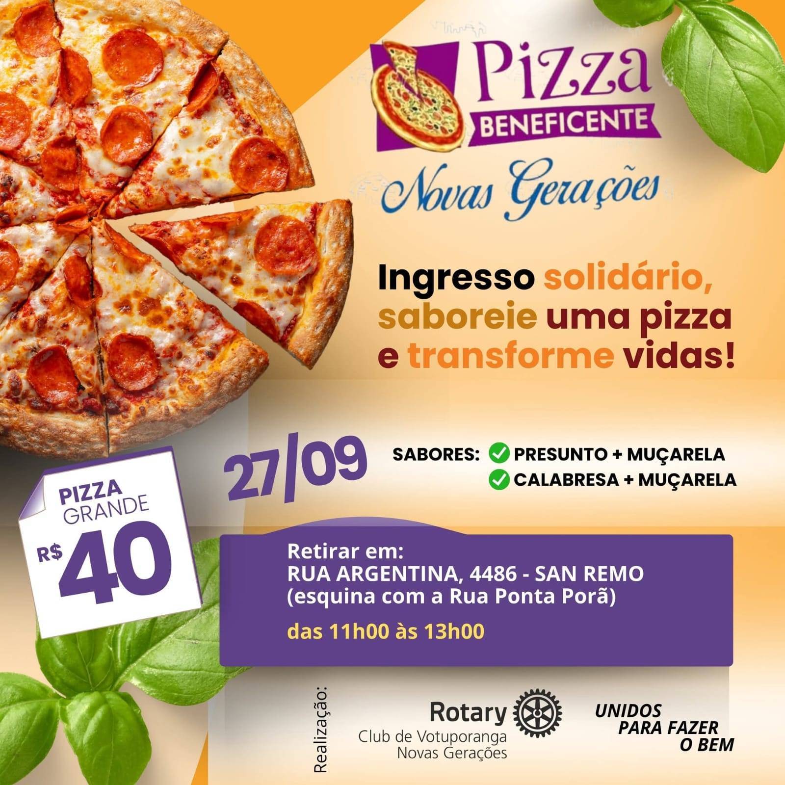 Pizza Beneficente do Rotary Club de Votuporanga - Novas Gerações