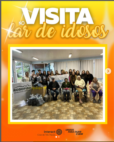 Visita no lar de idosos 🧡  Nesse sábado, 23 de agosto de 2025, o Interact Club de Três Passos realizou uma visita especial ao Lar São José. Em parceria com a Rodopiso, levamos cobertores e toucas para aquecer não apenas o corpo, mas também o coração dos residentes.  Foi uma tarde repleta de conversas, risadas, carinho e afeto, que reforçou ainda mais a importância de servir e compartilhar momentos de amor e solidariedade!! 🤍  Com carinho, Interact Club de Três Passos 🧡  #paratodosverem: Esse post possui legenda alternativa. Para acessá-lo, ative as configurações na função de acessibilidade no seu dispositivo.  #InteractTresPassos #ServirTransforma #JuventudeEmAção #SolidariedadeQueAquece #CrescimentoPessoal