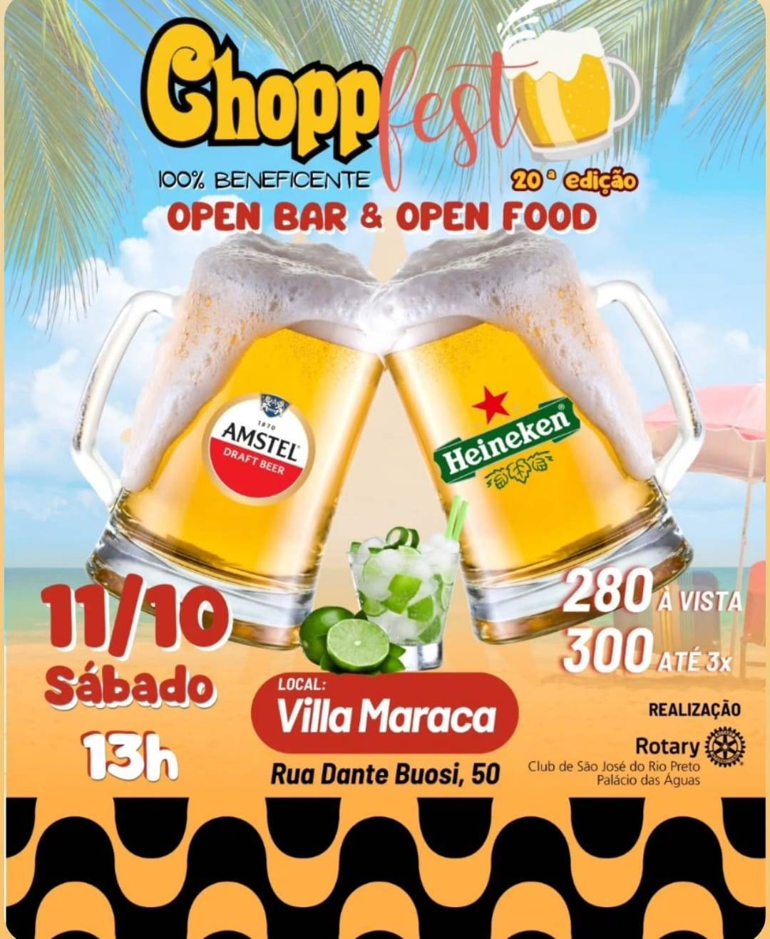 Rotary Club São José do Rio Preto – Palácio das Águas realiza 20ª ChoppFest beneficente em 11 de outubro