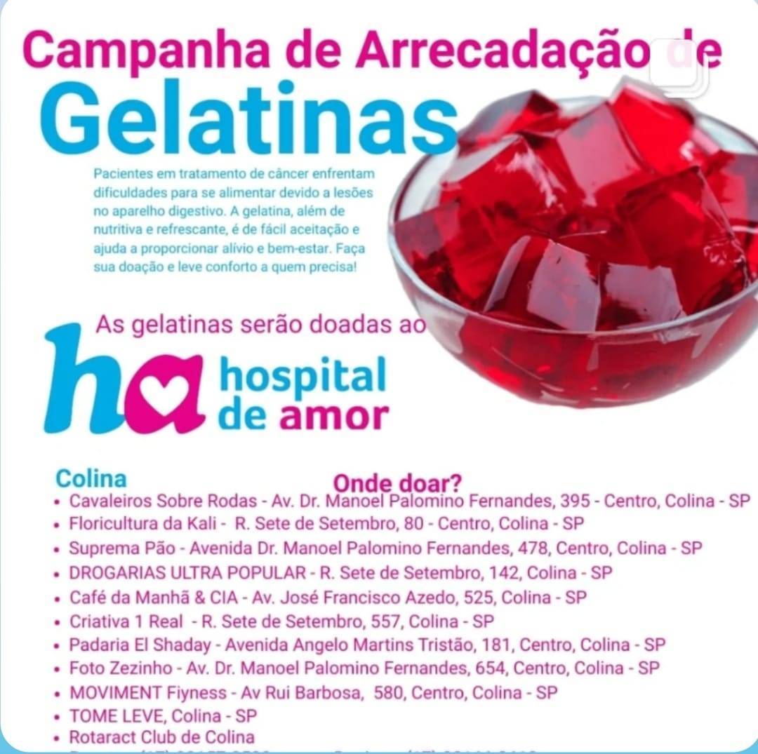 Rotaract Club de Colina apoia arrecadação de gelatinas para o Hospital de Amor de Barretos