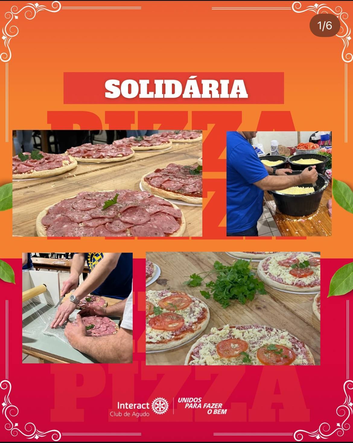 No dia 28 de agosto, realizamos a produção do nosso projeto Pizzas Solidárias. O Interact Club de Agudo agradece imensamente a todos que colaboraram e apoiaram essa iniciativa. Graças à participação da comunidade, tivemos um número de vendas muito significativo, o que nos deixa extremamente gratos e motivados a continuar com nossos projetos sociais.  #paratodosverem : Este post possui legenda alternativa para promover a inclusão social, para acessar basta ativar as funções acessibilidade em seu celular.  #interactbrasil #distrito4660 #pizzasolidária