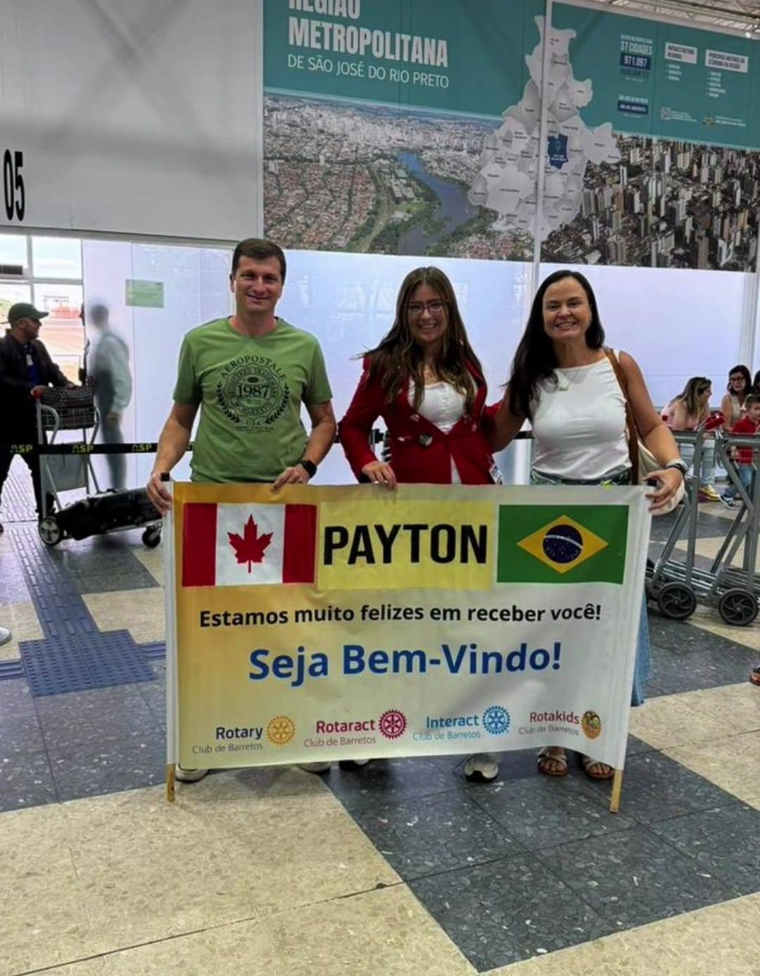 Canadense Payton chega ao Distrito 4480 para o seu intercâmbio